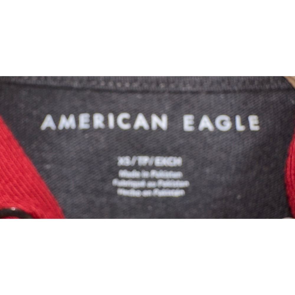 American Eagle Mens XS Burgundy Charcoal Colorblock Graphic Logo Hoodie XS 08513 - Picture 4 of 9